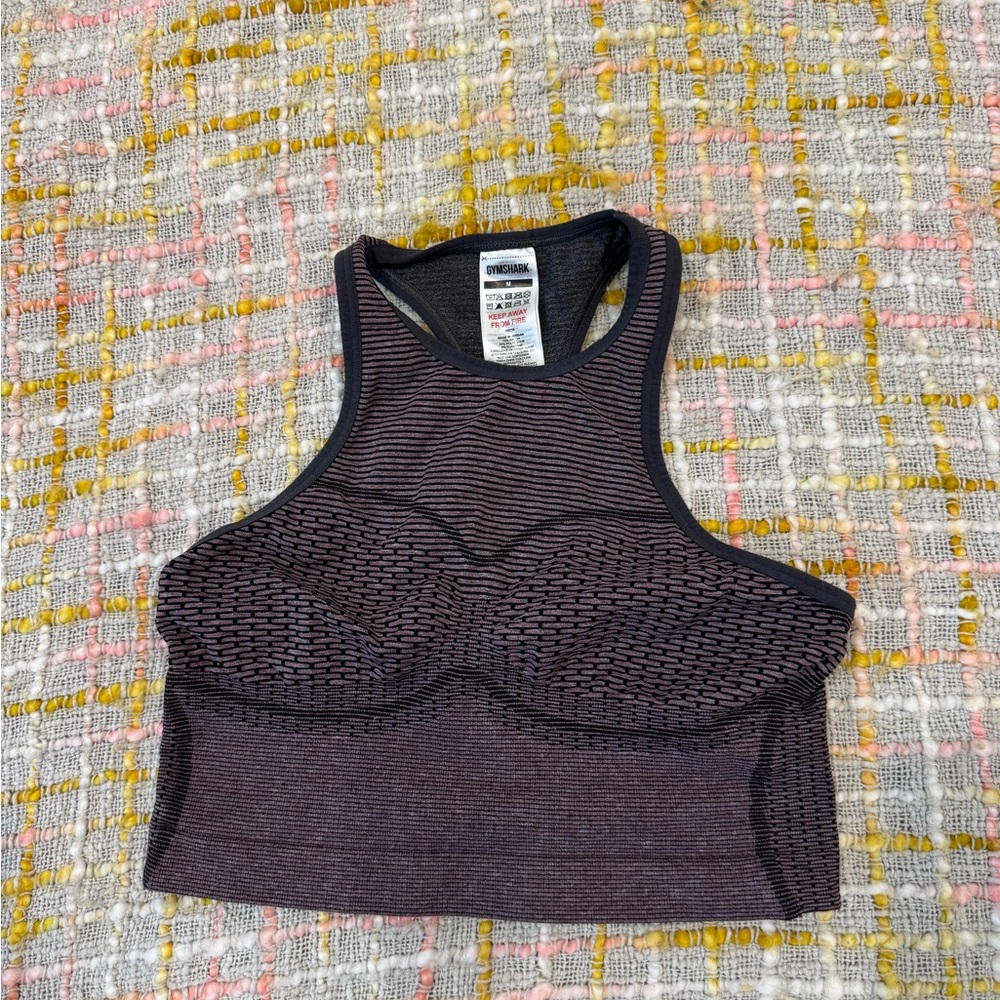 Gymshark Black and Dark Purple Sports Bra